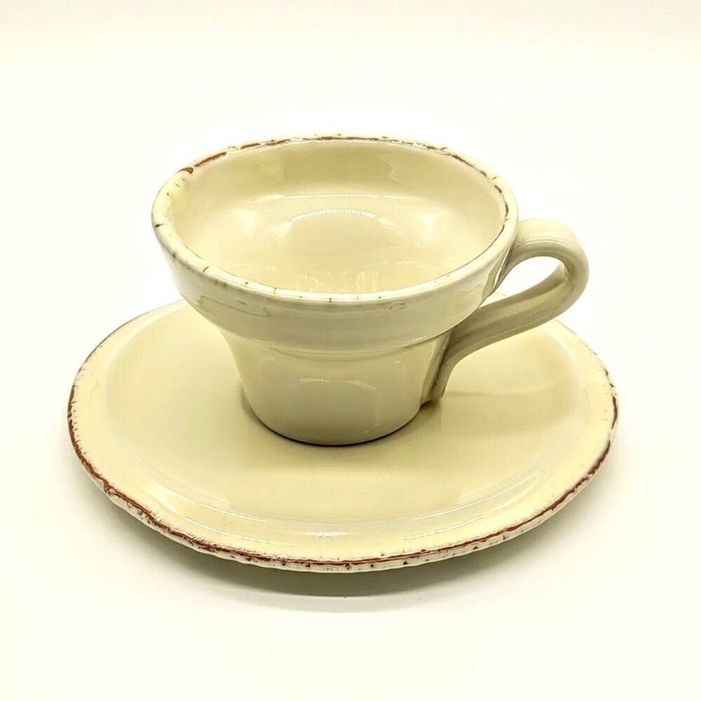 Vietri Cucina Fresca Crema Flat Demitasse Cup & Saucer